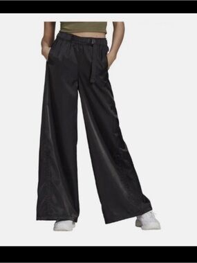 adidas Black Satin Wide-Leg Pants